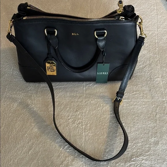 Lauren Ralph Lauren Black Leather Satchel - Picture 8 of 12
